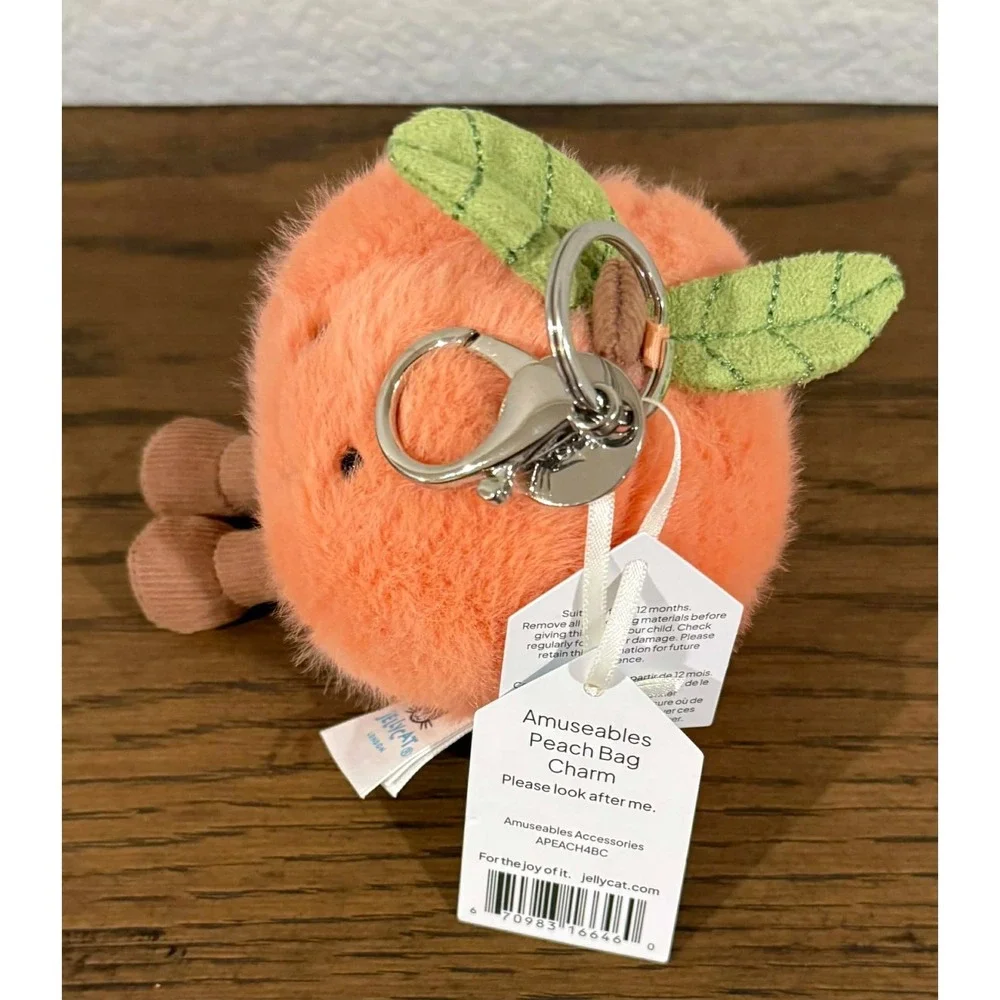 Jellycat Amuseables Fuzzy Peach Plush Keychain Bag Charm AUTHENTIC Same Day Ship